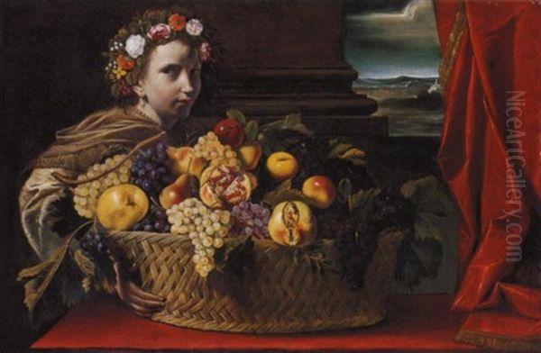 Fanciulla Con Canestra Di Frutta Oil Painting by Pietro Paolini