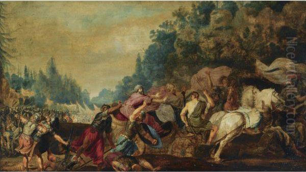 King Ahab Fatally Wounded By An Arrow In The Battle Against The Syrians Oil Painting by Gerrit Claesz Bleker