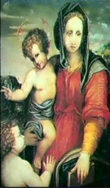 La Madonna Col Bambino E S. Giovannino Oil Painting by Paolo Paolino