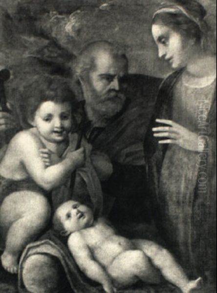 The Holy Family With The Infant Saint John The Baptist Oil Painting by Paolo Paolino