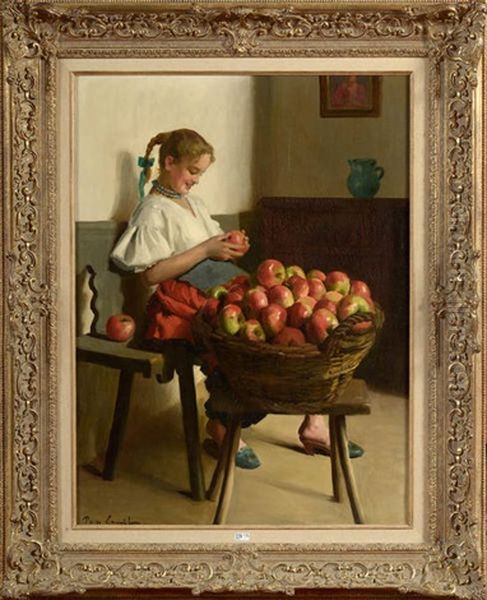 La Jeune Fille Aux Pommes Oil Painting by Emil Pap