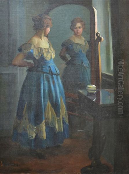 Looking In The Mirror Oil Painting by Emil Pap