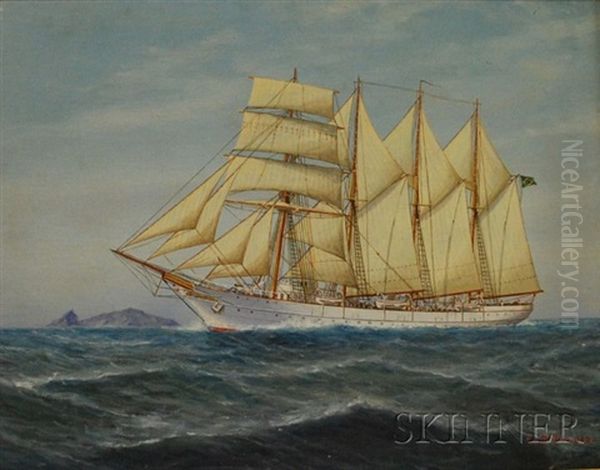 A Brazilian Ship At Sea Oil Painting by Luca Papaluca