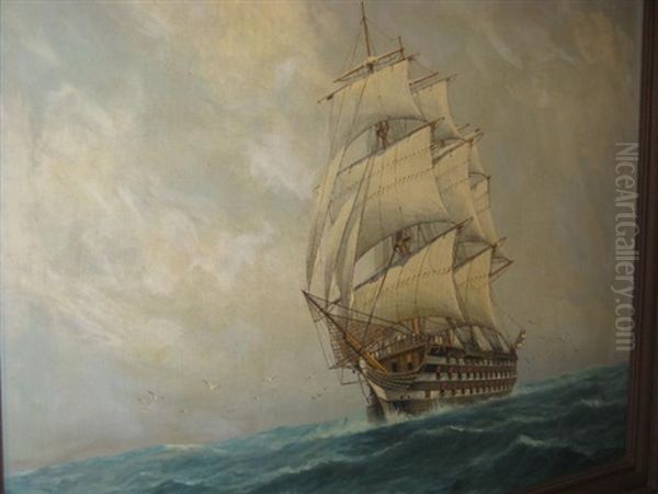 Clipper Ship At Sea Oil Painting by Luca Papaluca