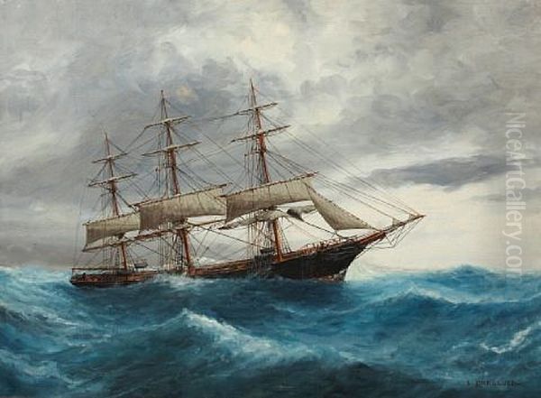 A Ship At Sea Oil Painting by Luca Papaluca