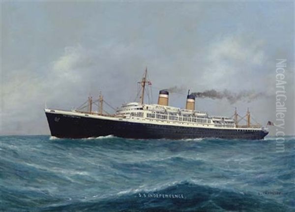 The "s.s. Independence" At Sea Oil Painting by Luca Papaluca