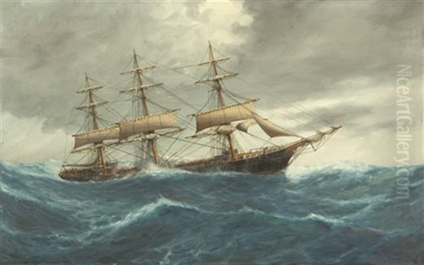 Three Masted Ship Oil Painting by Luca Papaluca