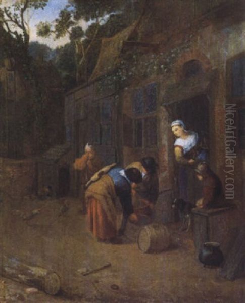 Bauernwirtschaft Oil Painting by Abraham de Pape