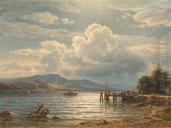 Schweizer Bergsee Oil Painting by Eduard Friedrich Pape