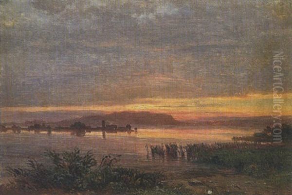 Gardasee Oil Painting by Eduard Friedrich Pape