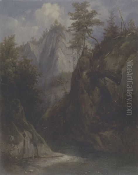 Bergbach Oil Painting by Eduard Friedrich Pape