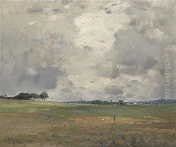 Expansive Landscape Under Clouds Oil Painting by Eric Pape