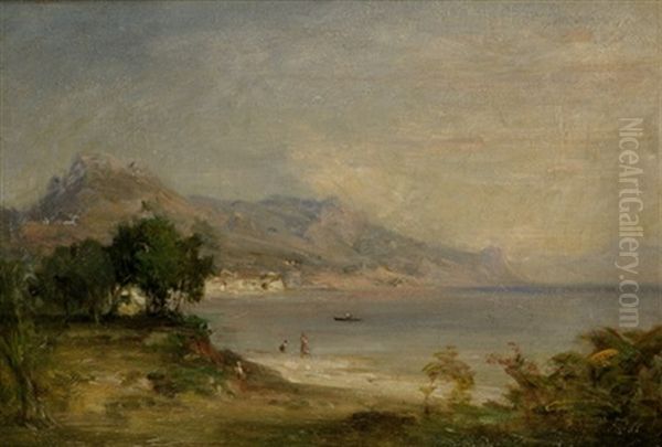 Suditalienische Kustenlandschaft Mit Amalfi Oil Painting by Friedrich Georg William Pape