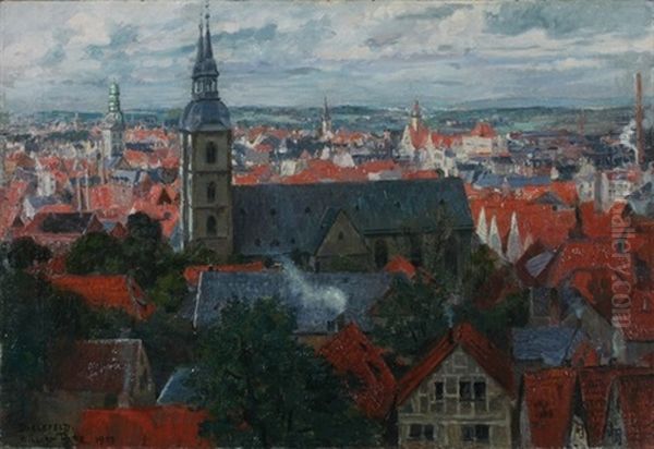 Blick Auf Bielefeld Vom Sparrenberg Aus by Friedrich Georg William Pape