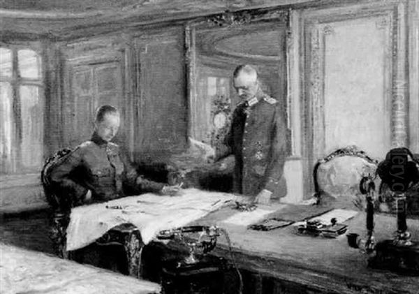 World War I Generals Oil Painting by Friedrich Georg William Pape