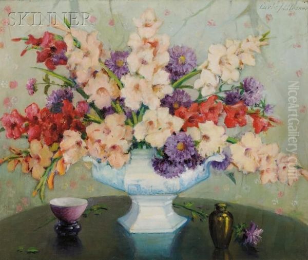 Mixed Glads And Asters Oil Painting by Carle Joan Blenner