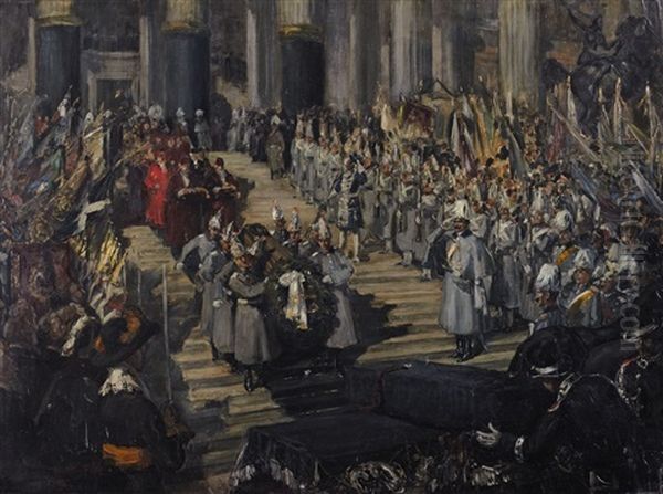 The Funeral Service Of Adolf Menzel Oil Painting by Wilhelm Pape