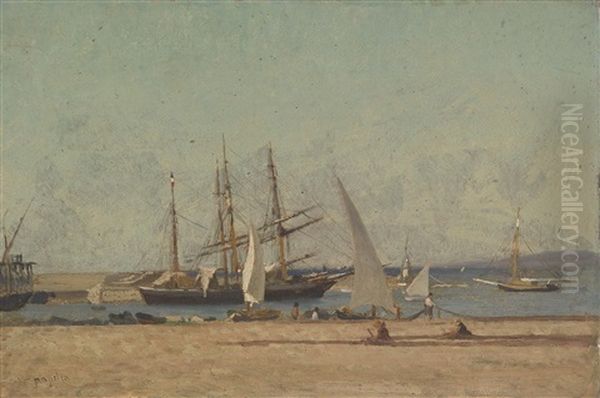 Segelschiffe Im Hafen Oil Painting by Victor de Papelen (Papeleu)