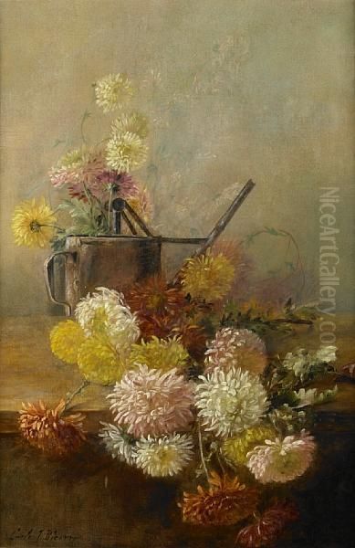 Chrysanthemums Oil Painting by Carle Joan Blenner