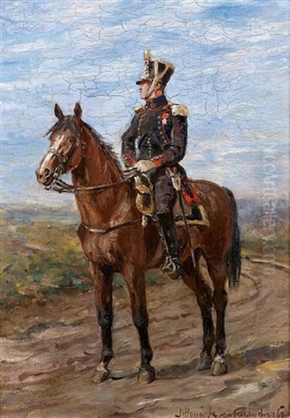 Hussard A Cheval Oil Painting by Jan Hoynck Van Papendrecht