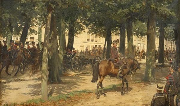 Cavalry Procession Oil Painting by Jan Hoynck Van Papendrecht