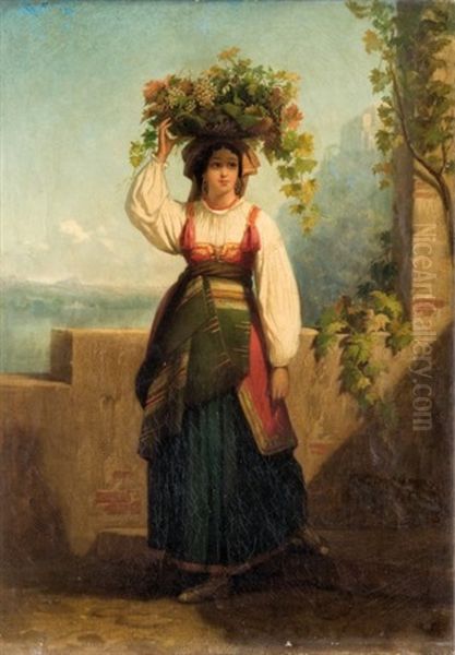 Jeune Italienne Oil Painting by Dominique Louis Ferreol Papety