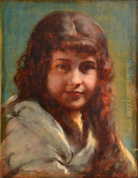 Jeune Fille Rousse Oil Painting by Georg Papperitz