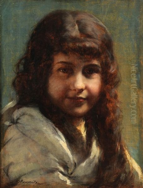 Portrait De Jeune Fille Oil Painting by Georg Papperitz