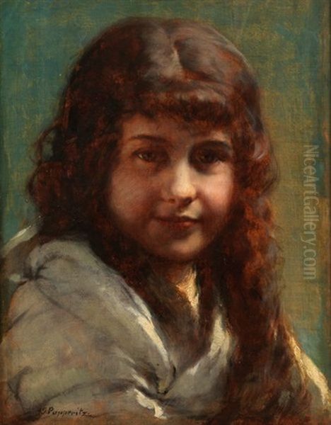 Portrait De Jeune Fille Oil Painting by Georg Papperitz