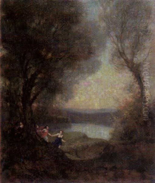 Nymphenreigen An Einem Stillen Teich Oil Painting by Georg Papperitz