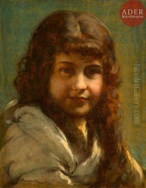 Portrait De Jeune Fille Oil Painting by Gustav Friedrich Papperitz