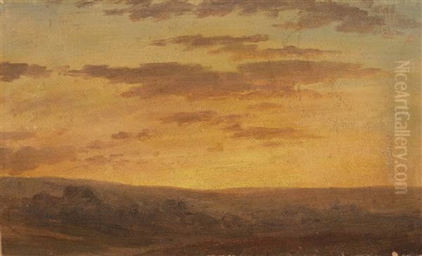 Landschaft In Der Abenddammerung Oil Painting by Gustav Friedrich Papperitz