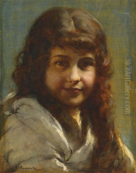 Bildnis Eines Madchens Mit Langem Haar Oil Painting by Gustav Friedrich Papperitz