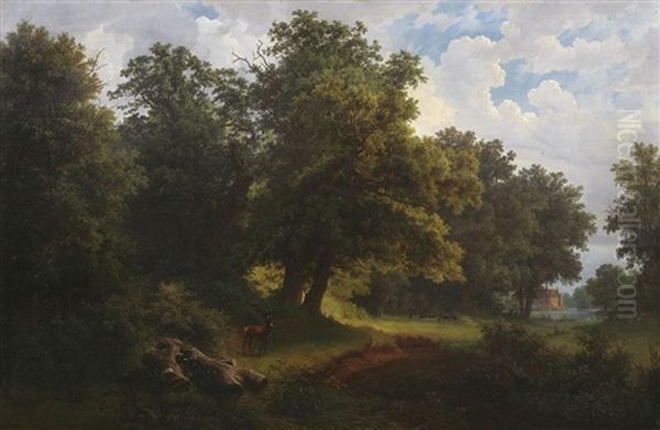 Sommerliche Waldlandschaft Bei Dessau (?) Oil Painting by Gustav Friedrich Papperitz