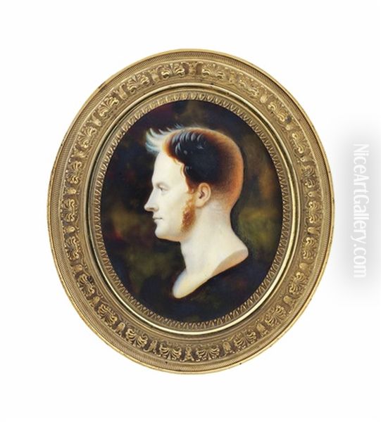 A Young Gentleman, In Profile To The Left, Painted To Imitate A Cameo Oil Painting by Louis Bertin Parant