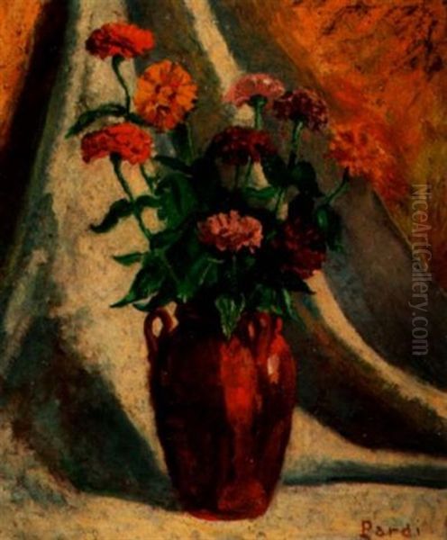 Bouquet Of Zinnias Oil Painting by Justin Pardi