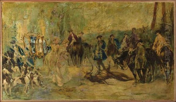 The Hunting Party Oil Painting by Vicente Garcia de Paredes