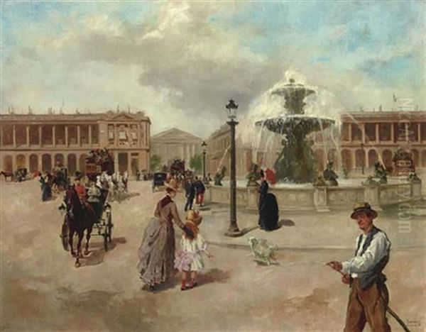 La Place De La Concorde Oil Painting by Vicente Garcia de Paredes