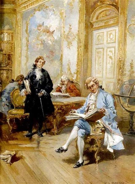 Lectura En La Biblioteca Oil Painting by Vicente Garcia de Paredes