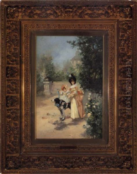 In The Garden Oil Painting by Vicente Garcia de Paredes