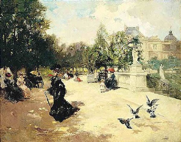 Los Jardines De Los Tuilleries Oil Painting by Vicente Garcia de Paredes