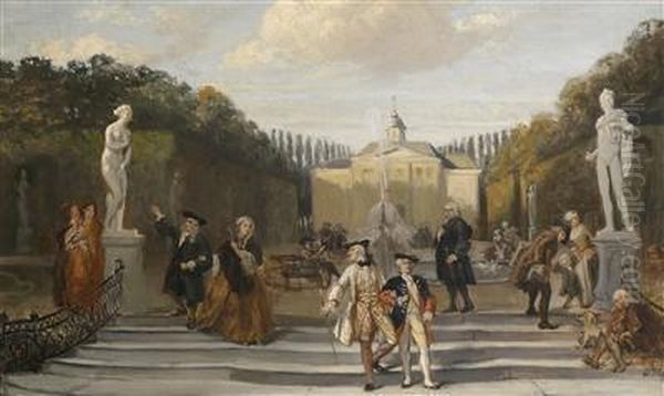 Genteelcompany In The Park Oil Painting by David Bles