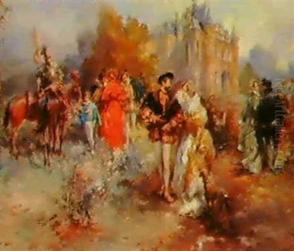 King Henri Iv And His Court Bya Castle Oil Painting by Vicente Garcia de Paredes