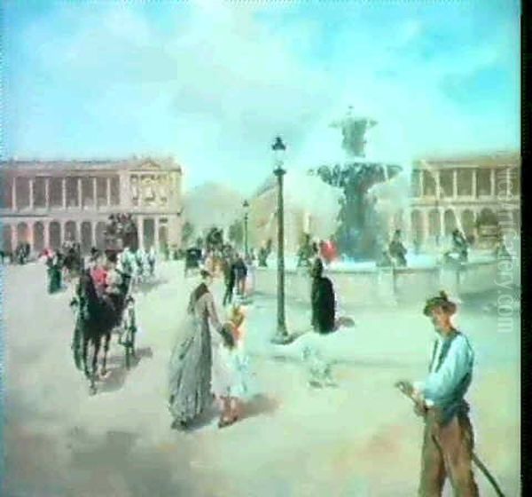 La Place De La Concorde Oil Painting by Vicente Garcia de Paredes