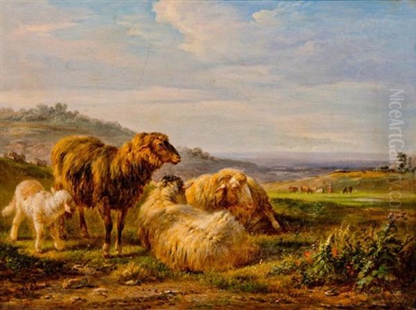 Des Moutons Aux Paturages Oil Painting by Joseph Francois Paris