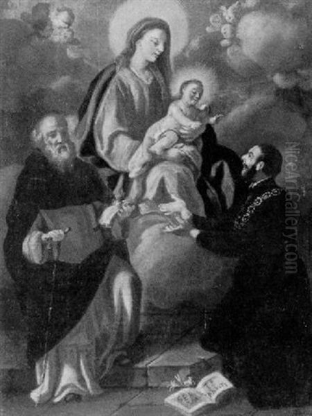 Madonna Mit Kind Und Den Heiligen Antonius Von Padua Und Antonius Abbas Oil Painting by Francesco (Il Calabrese) Parise