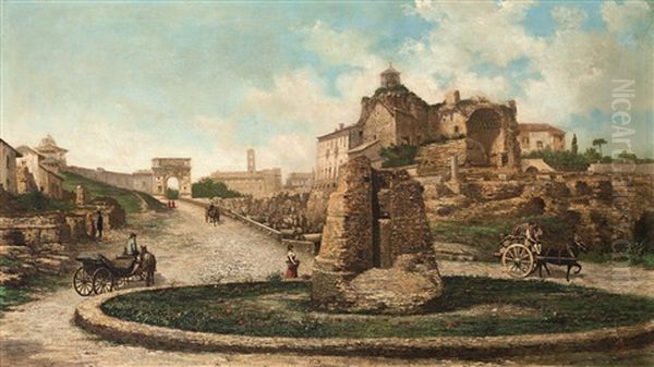 Veduta Di Roma Con L'arco Di Costantino Oil Painting by Francesco Paolo Parisi