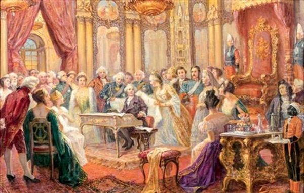 Le Musicien Paisiello Lors De La Premiere Audition Du Barbier De Rossini A La Cour De Russie Oil Painting by Francesco Paolo Parisi