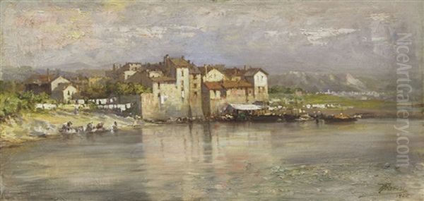 Pescarenico, Lago Di Lecco Oil Painting by Francesco Paolo Parisi