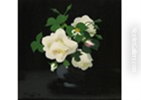 White Roses Oil Painting by Stuart James Park